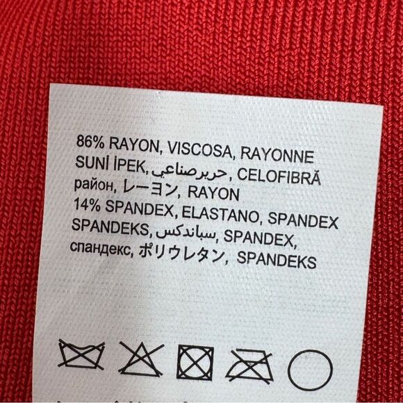 Bebe Cutouts Cage Bodycon Bandage Top Cap Sleeve Cherry Red Large - Picture 11 of 13